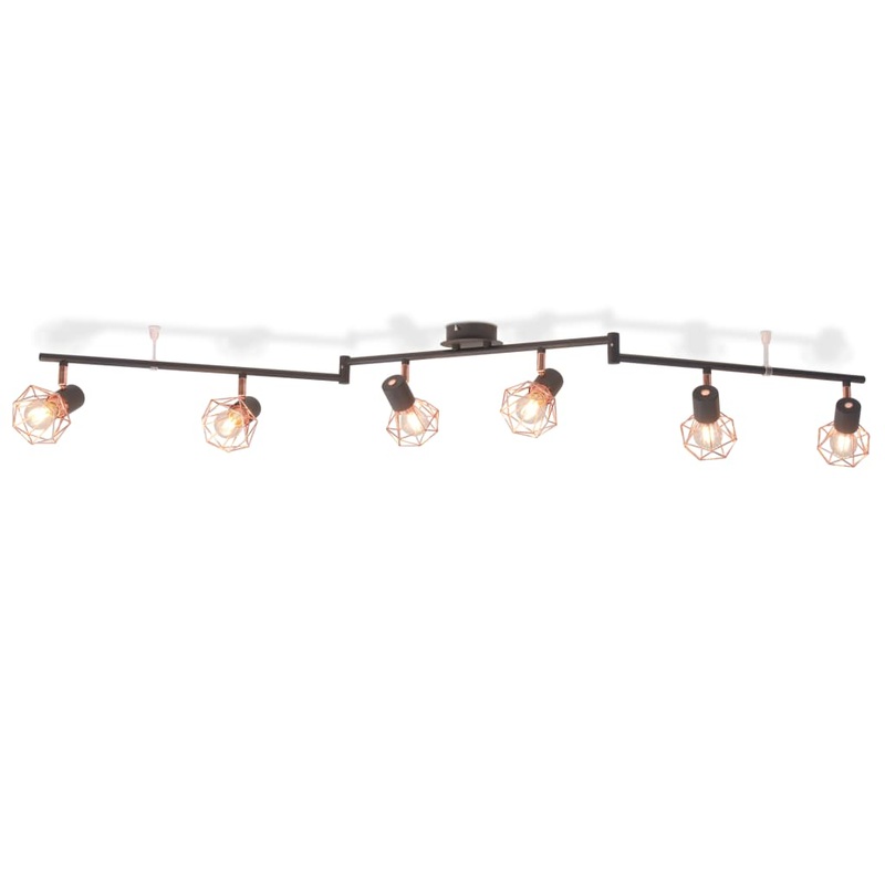 Berkfield Ceiling Lamp with 6 Spotlights E14 Black and Copper