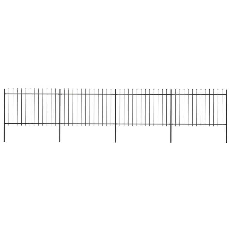 Berkfield Garden Fence with Spear Top Steel 6.8×1.2 m Black