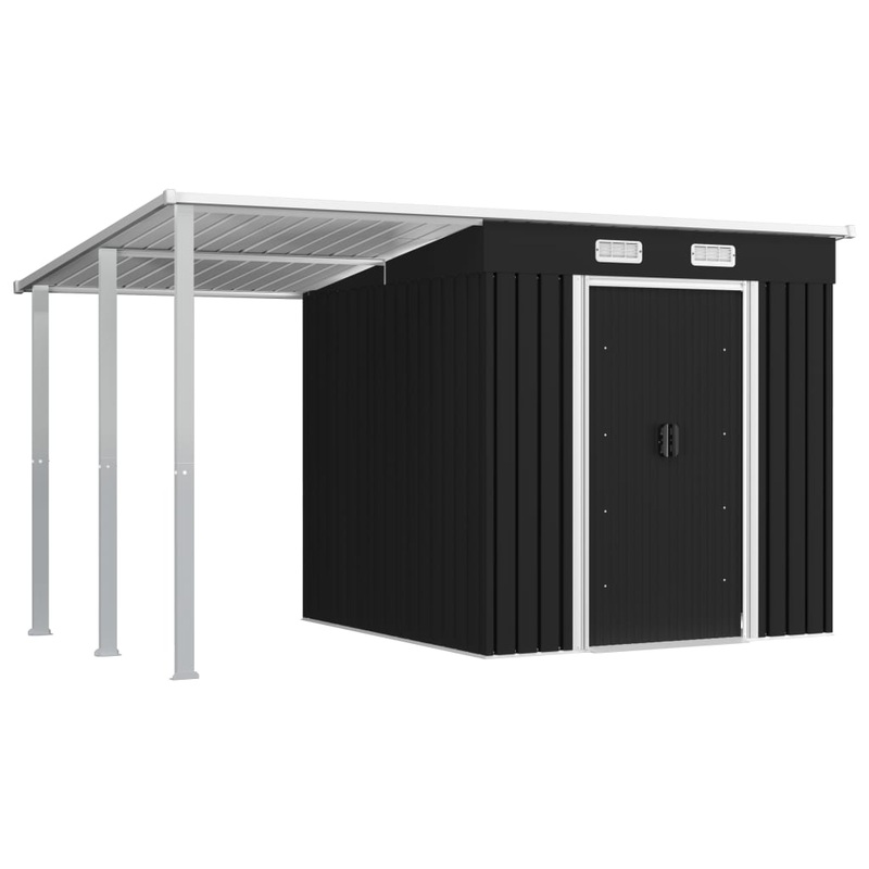 Berkfield Garden Shed with Extended Roof Anthracite 346x193x181 cm Steel