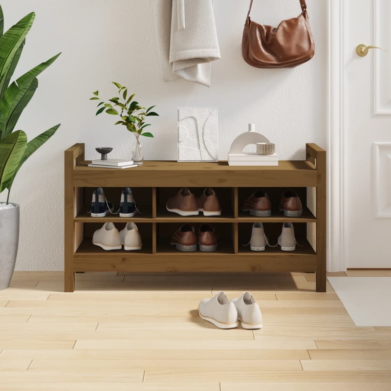 Berkfield Hall Bench Honey Brown 110x40x60 cm Solid Wood Pine