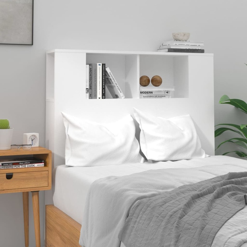 Berkfield Headboard Cabinet High Gloss White 100×18.5×104.5 cm