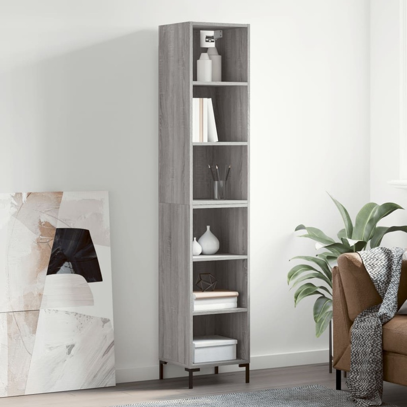 Berkfield Highboard Grey Sonoma 34.5×32.5×180 cm Engineered Wood
