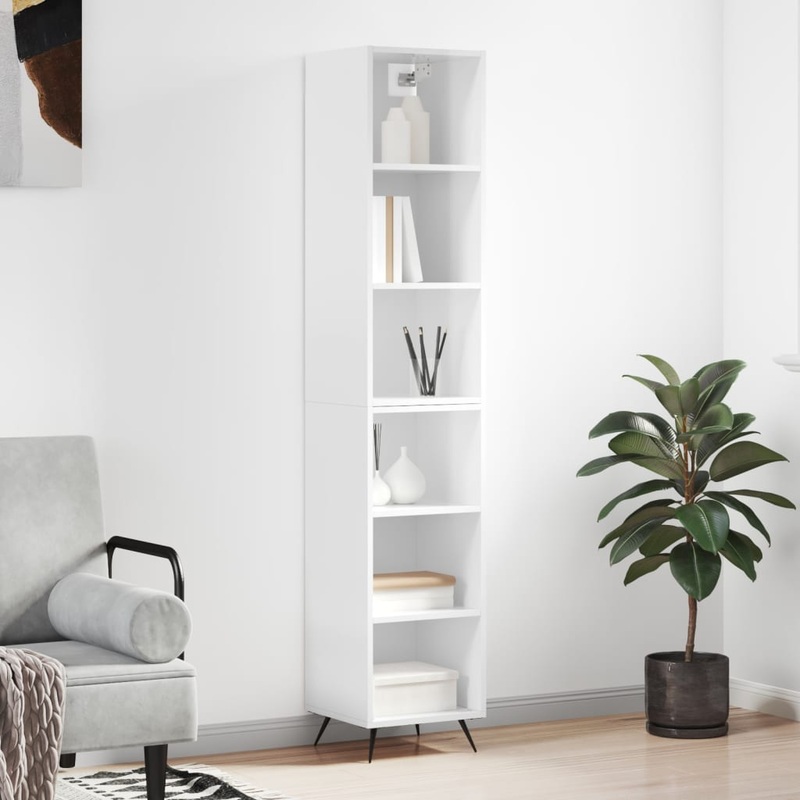 Berkfield Highboard High Gloss White 34.5×32.5×180 cm Engineered Wood