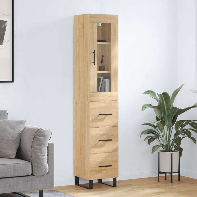 Berkfield Highboard Sonoma Oak 34.5x34x180 cm___Engineered Wood