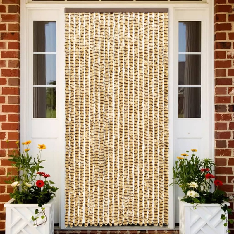 Berkfield Insect Curtain Beige and Brown 90×220 cm Chenille