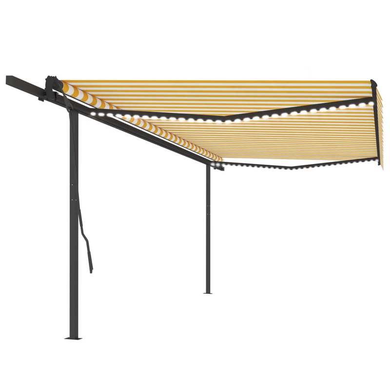 Berkfield Manual Retractable Awning with LED 5×3.5 m Yellow and White