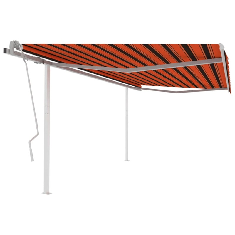 Berkfield Manual Retractable Awning with Posts 4×3.5 m Orange and Brown