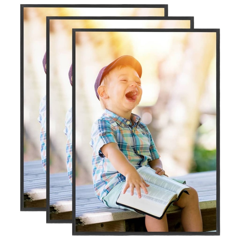 Berkfield Photo Frames Collage 3pcs for Wall or Table Black 29.7x42cm MDF