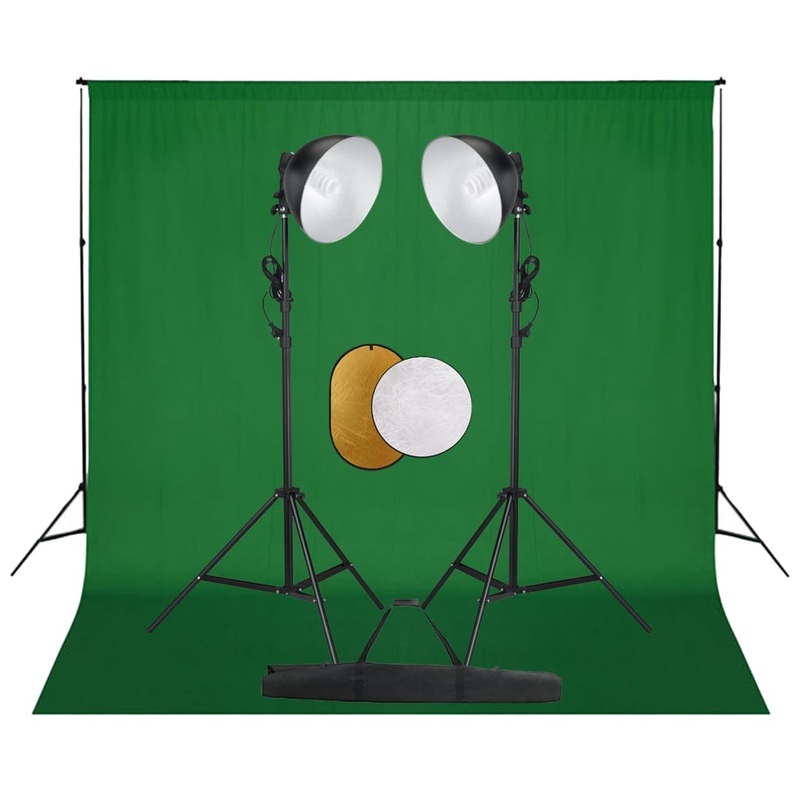 Berkfield Photo Studio Kit with Lights. Backdrop and Reflector