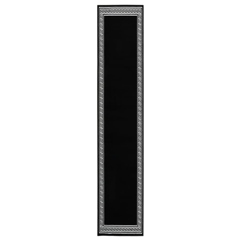 Berkfield Runner Rug BCF Black with Motif 80×500 cm