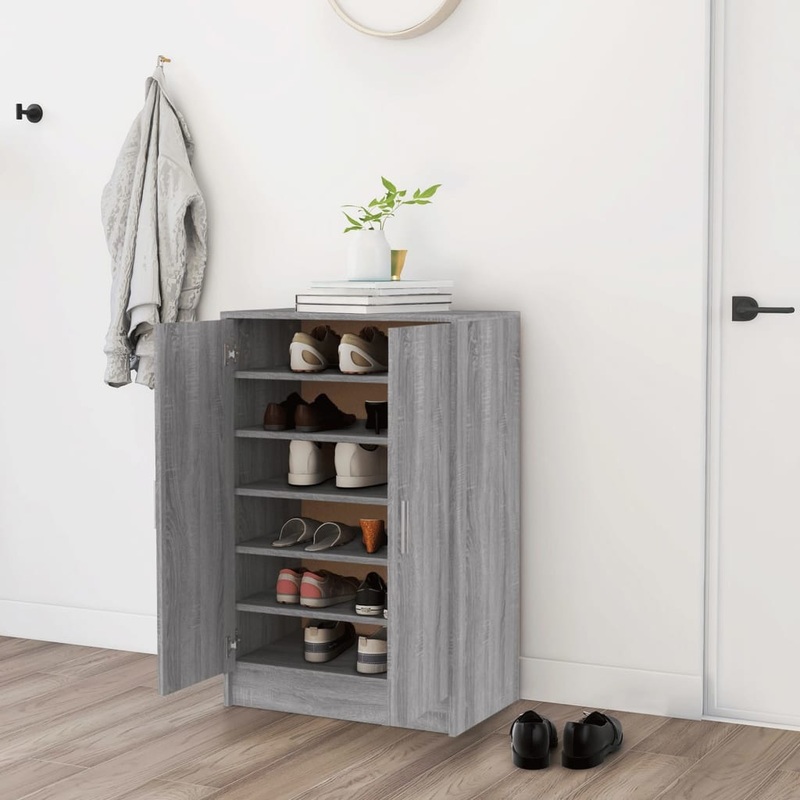Berkfield Shoe Cabinet Grey Sonoma 60x35x92 cm Engineered Wood
