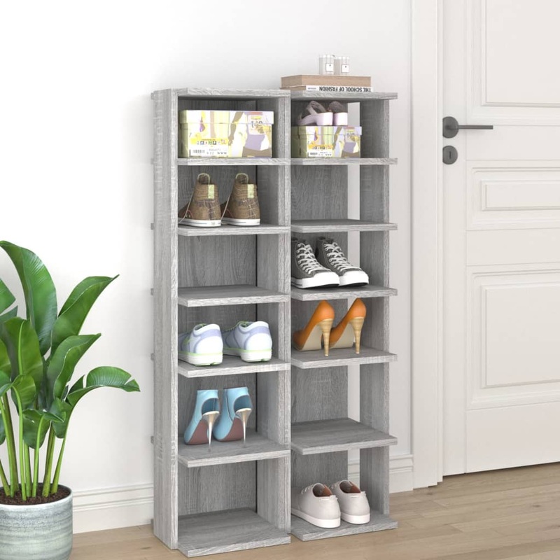 Berkfield Shoe Racks 2 pcs Grey Sonoma 27.5x27x102 cm Engineered Wood