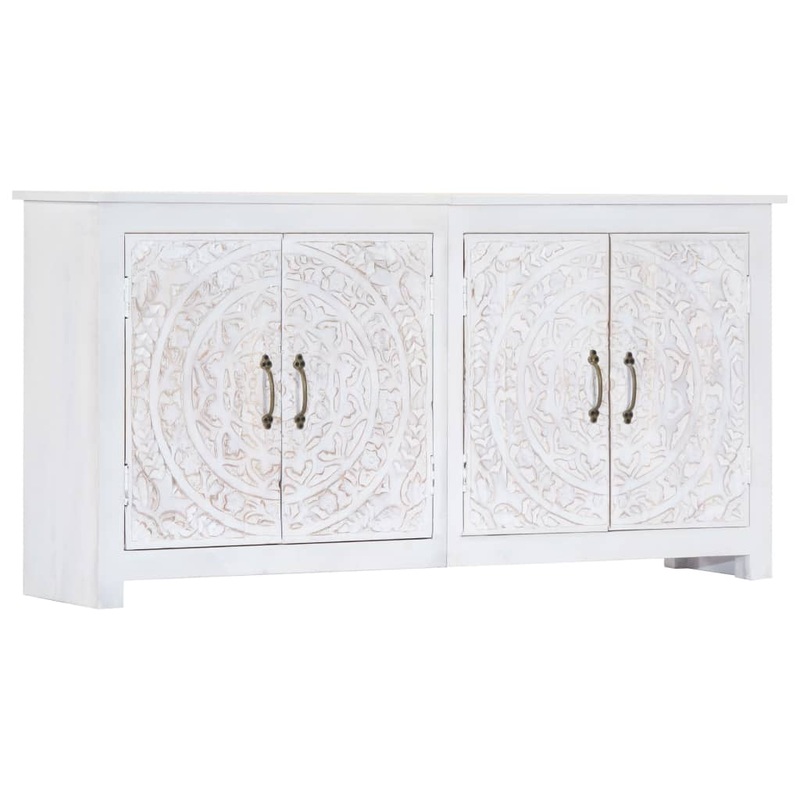 Berkfield Sideboard Handmade White 140x30x70 cm Solid Acacia Wood