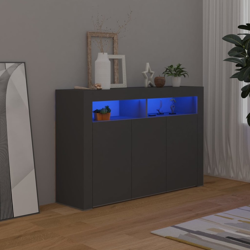 Berkfield Sideboard with LED Lights Grey 115.5x30x75 cm