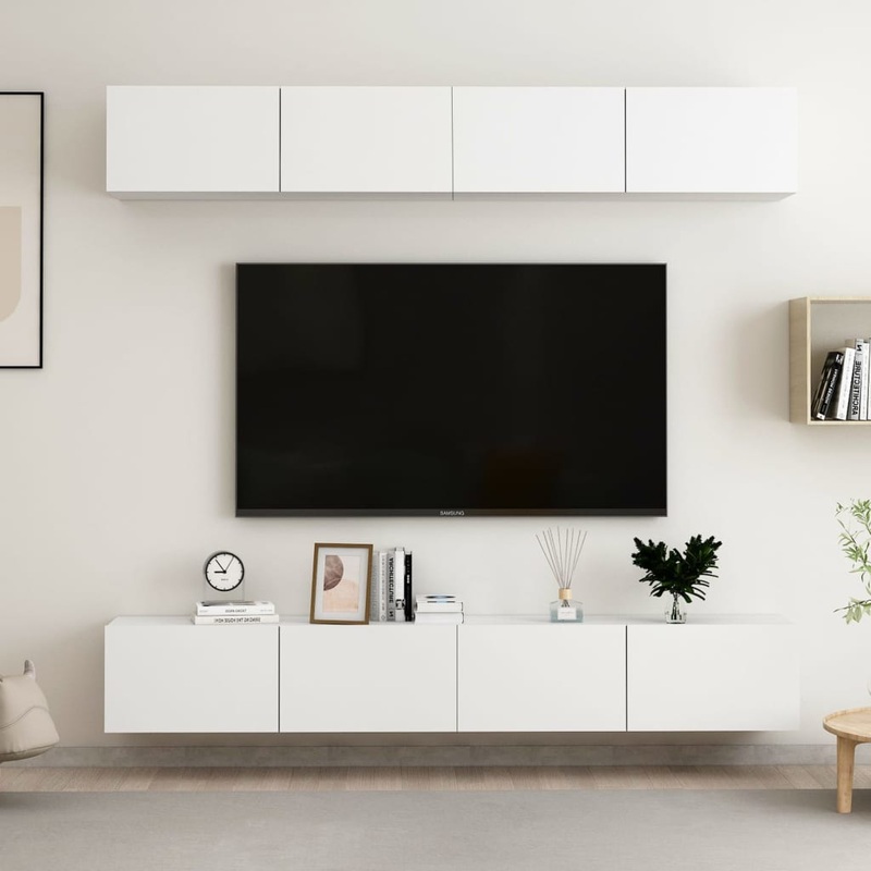 Berkfield TV Cabinets 4 pcs White 100x30x30 cm Engineered Wood