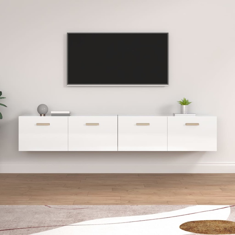 Berkfield Wall Cabinets 2 pcs High Gloss White 100×36.5×35 cm Engineered Wood