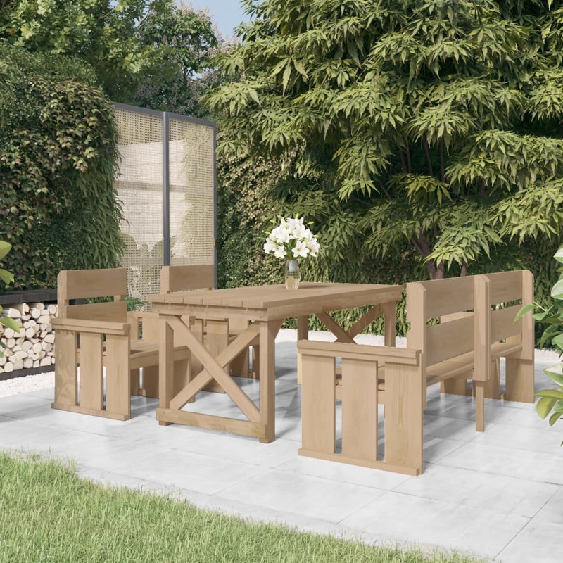 Berkfield 4 Piece Garden Dining Set Impregnated Solid Wood Pine