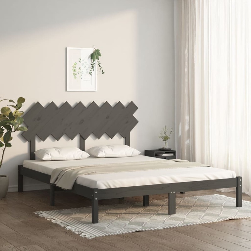 Berkfield Bed Frame Grey 160×200 cm Solid Wood