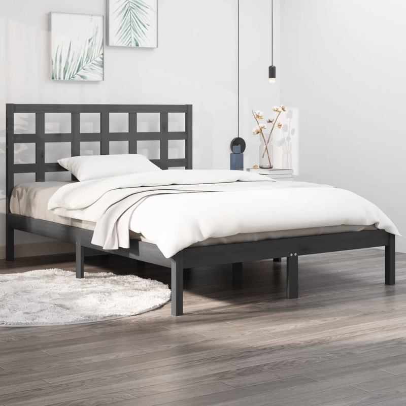 Berkfield Bed Frame Grey Solid Wood 120×200 cm
