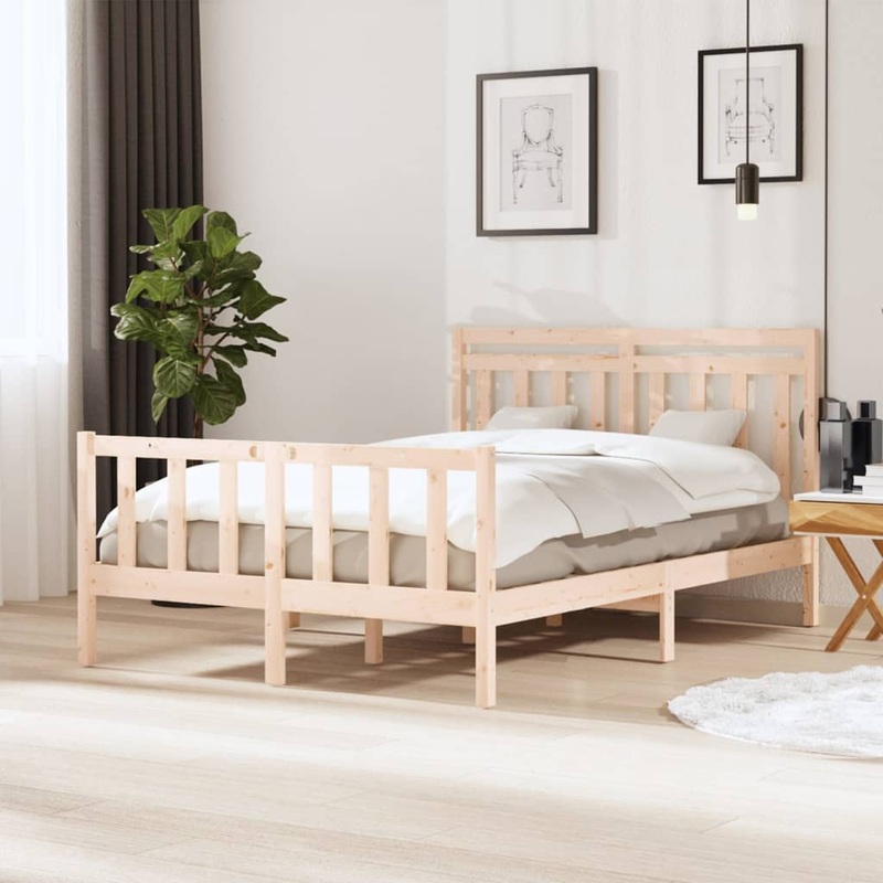 Berkfield Bed Frame Solid Wood 140×190 cm