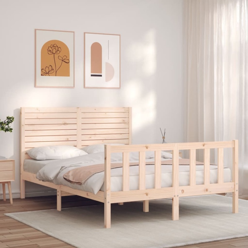 Berkfield Bed Frame with Headboard 120×200 cm Solid Wood
