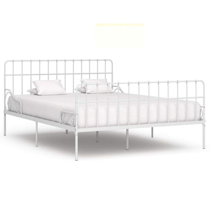 Berkfield Bed Frame with Slatted Base White Metal 200×200 cm
