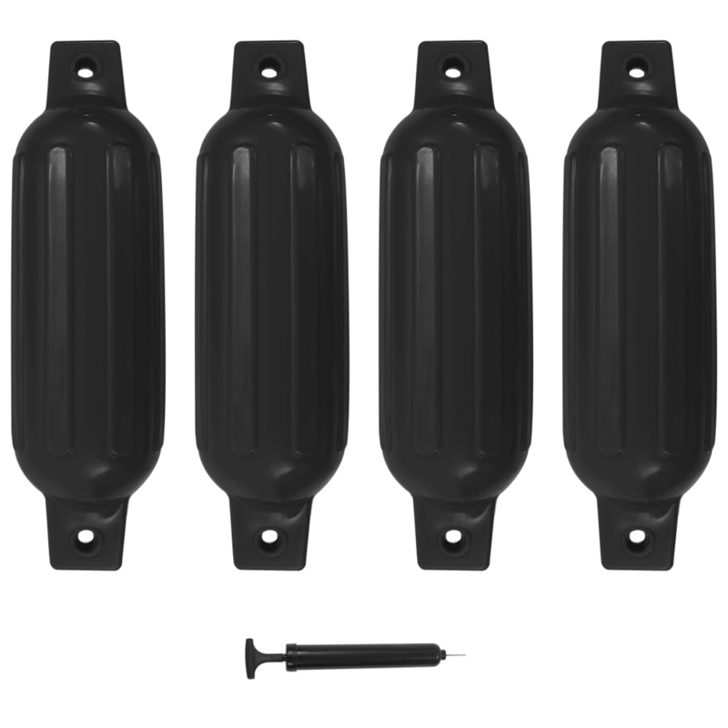 Berkfield Boat Fender 4 pcs Black 41×11.5 cm PVC