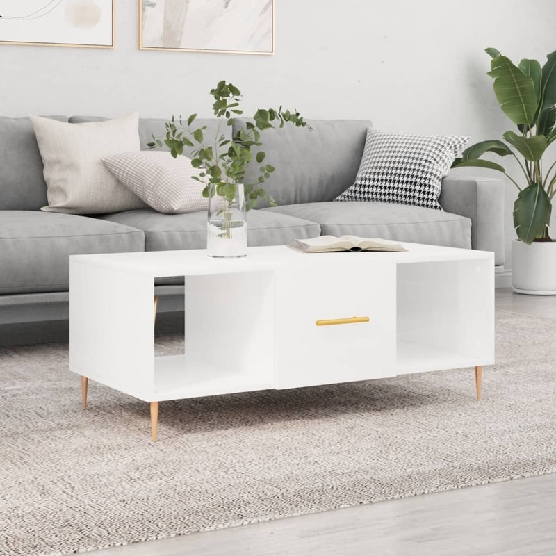 Berkfield Coffee Table High Gloss White 102x50x40 cm Engineered Wood