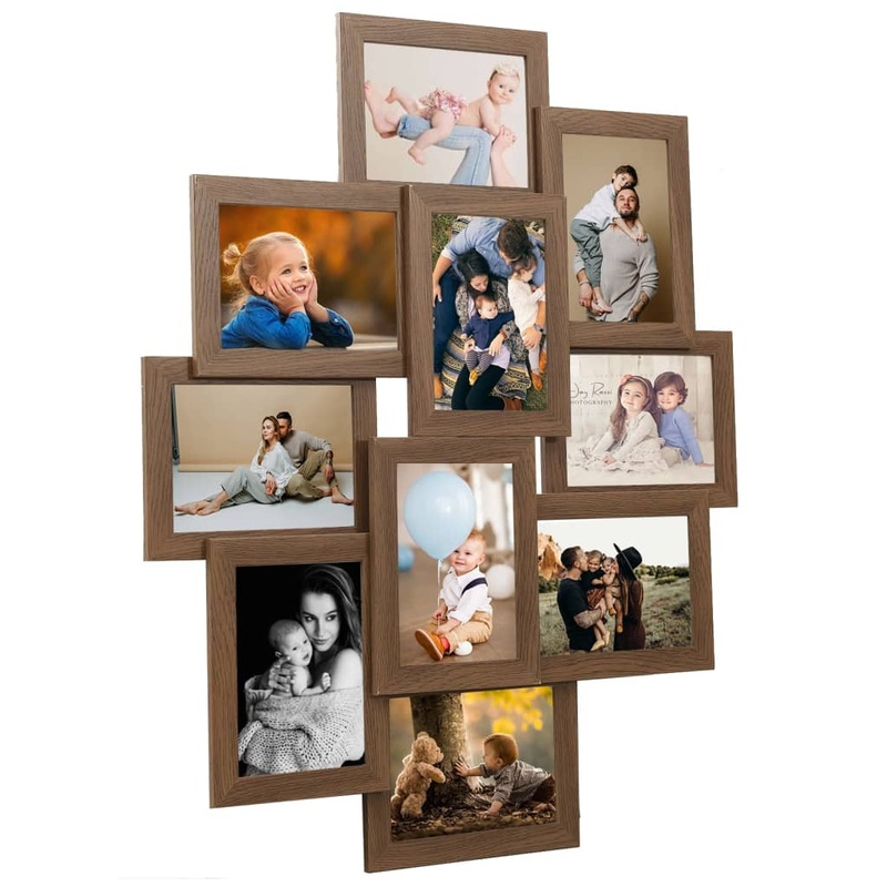Berkfield Collage Photo Frame for 10x(13×18 cm) Picture Light Brown MDF