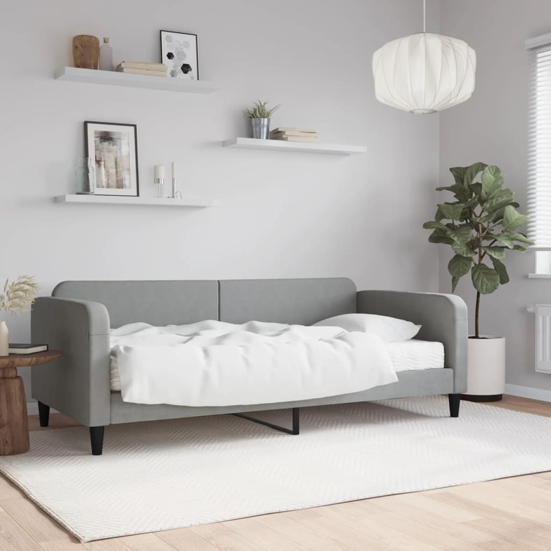 Berkfield Daybed with Mattress Light Grey 90×190 cm Fabric