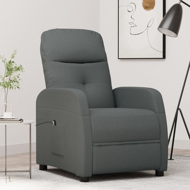 Berkfield Electric Recliner Chair Dark Grey Fabric