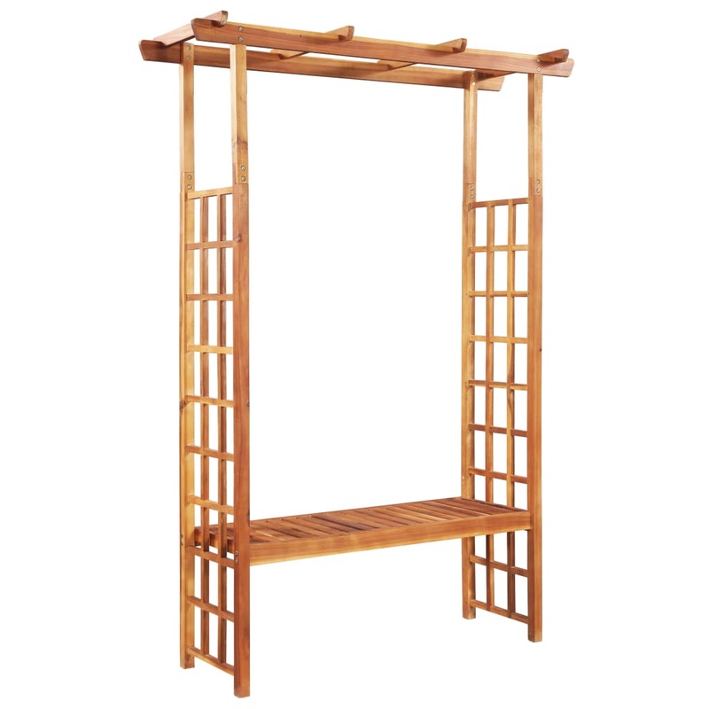 Berkfield Garden Pergola with Bench Solid Acacia Wood 143x50x198 cm