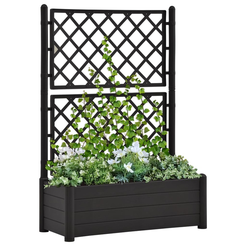 Berkfield Garden Planter with Trellis 100x43x142 cm PP Anthracite
