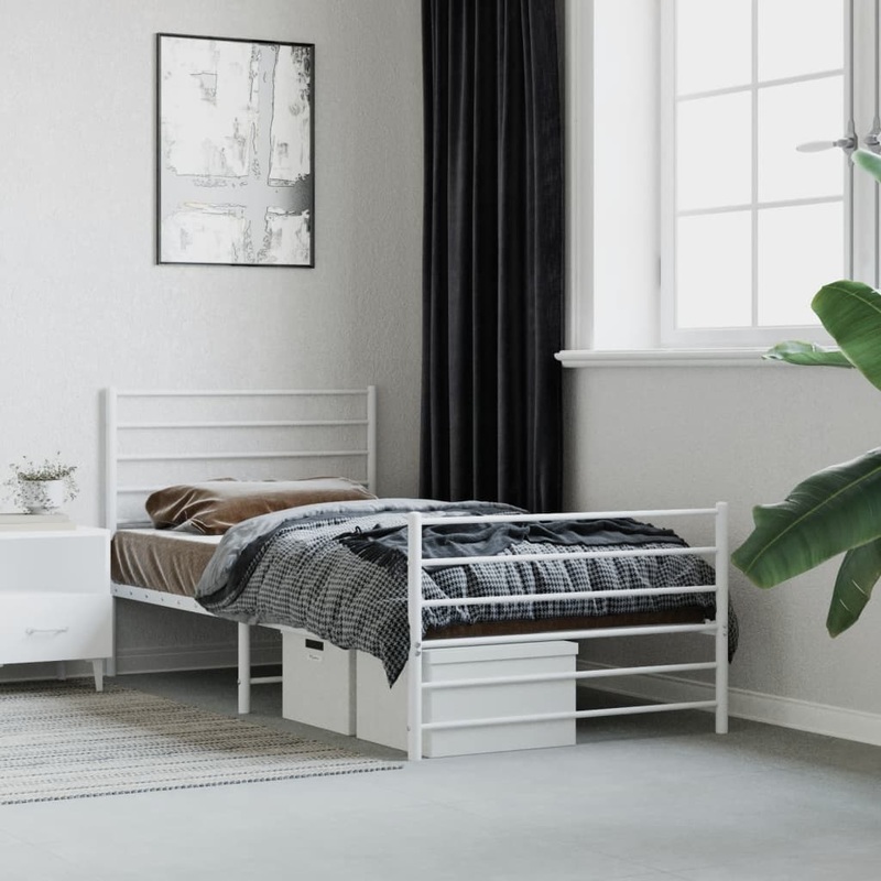 Berkfield Metal Bed Frame with Headboard and Footboard White 80×200 cm