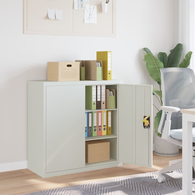 Berkfield Office Cabinet with 2 Doors Grey 90 cm Steel