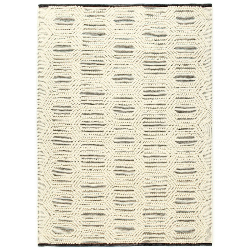 Berkfield Rug Handwoven Wool 80×150 cm White/Black