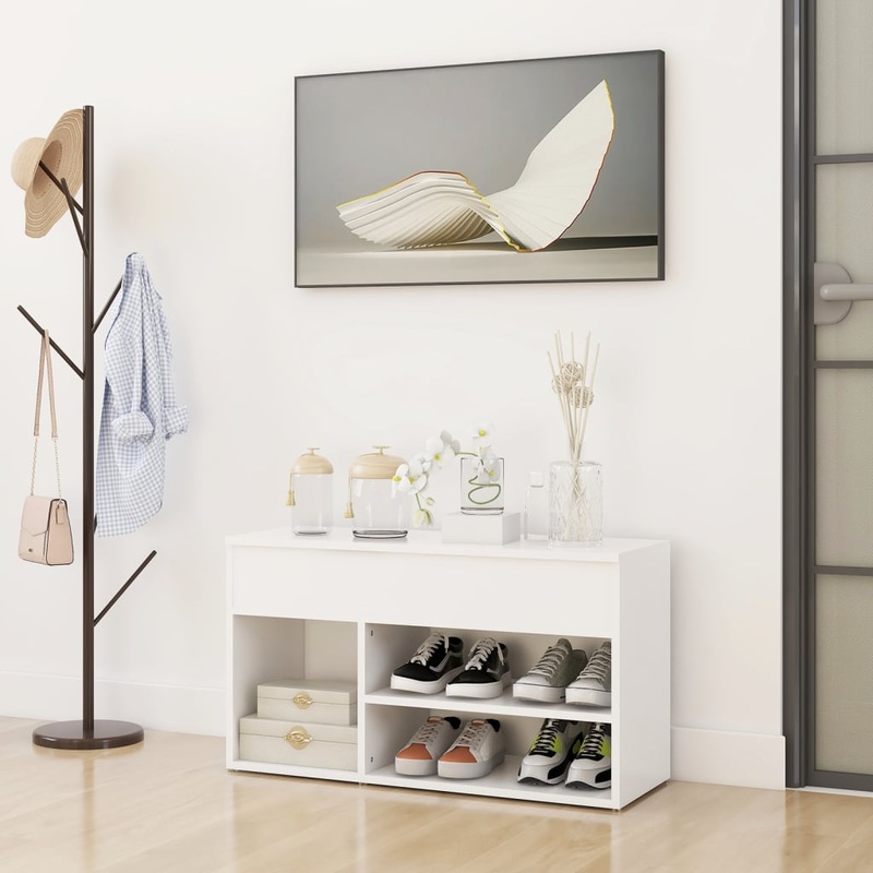 Berkfield Shoe Bench White 80x30x45 cm Engineered Wood