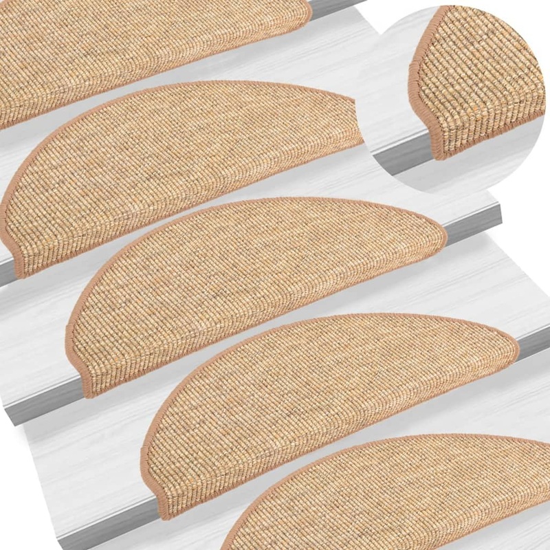 Berkfield Stair Mats Self-adhesive 15 pcs Light Brown 65x21x4 cm