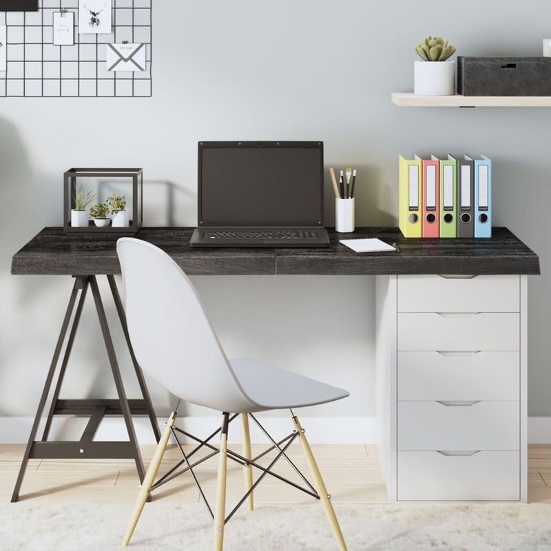 Berkfield Table Top Dark Grey 140x60x6 cm Treated Solid Wood Oak
