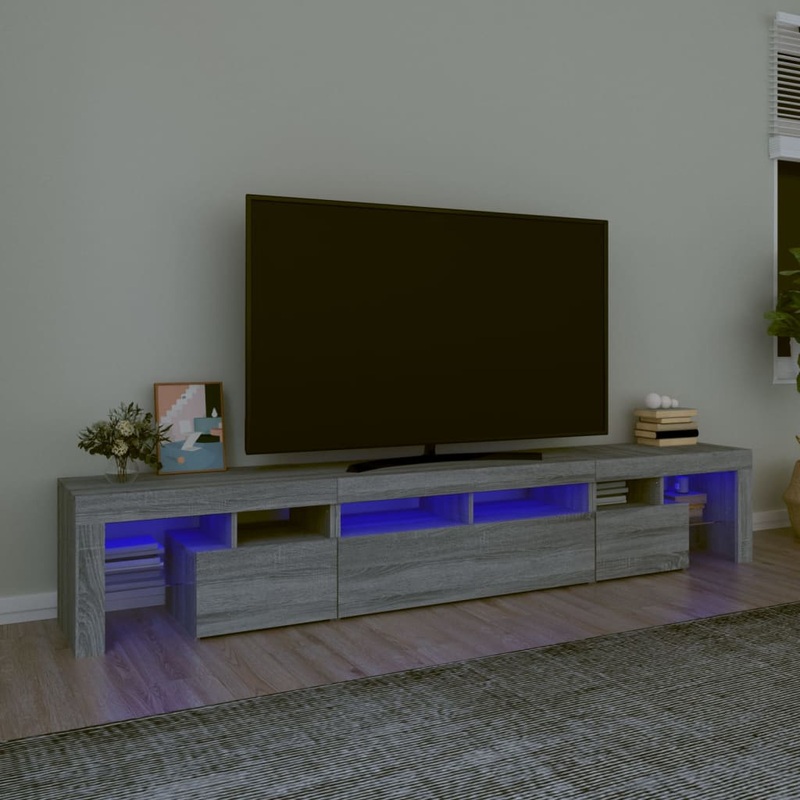 Berkfield TV Cabinet with LED Lights Grey Sonoma 230×36.5×40 cm