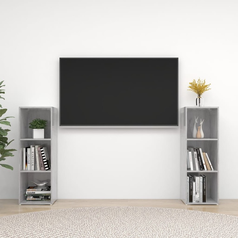 Berkfield TV Cabinets 2 pcs Concrete Grey 107x35x37 cm Engineered Wood