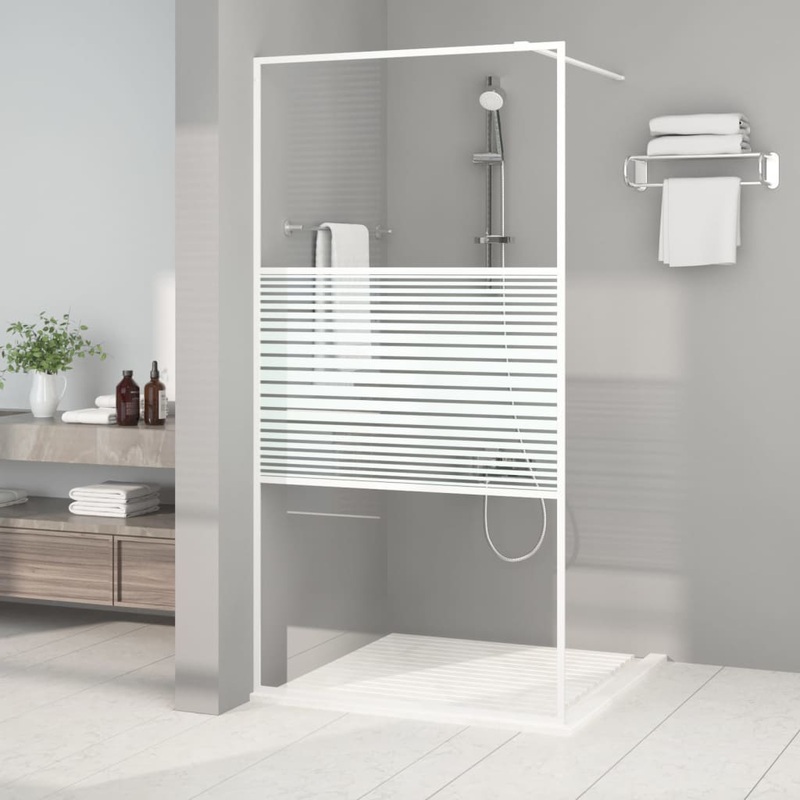 Berkfield Walk-in Shower Wall White 100×195 cm Clear ESG Glass