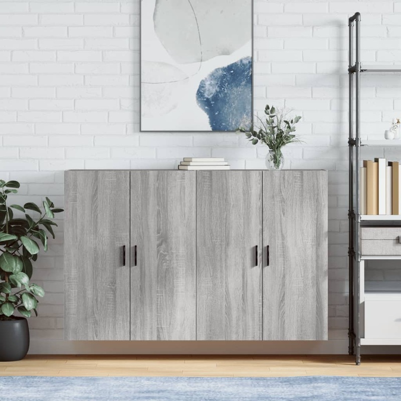 Berkfield Wall Mounted Cabinets 2 pcs Grey Sonoma 69.5x34x90 cm