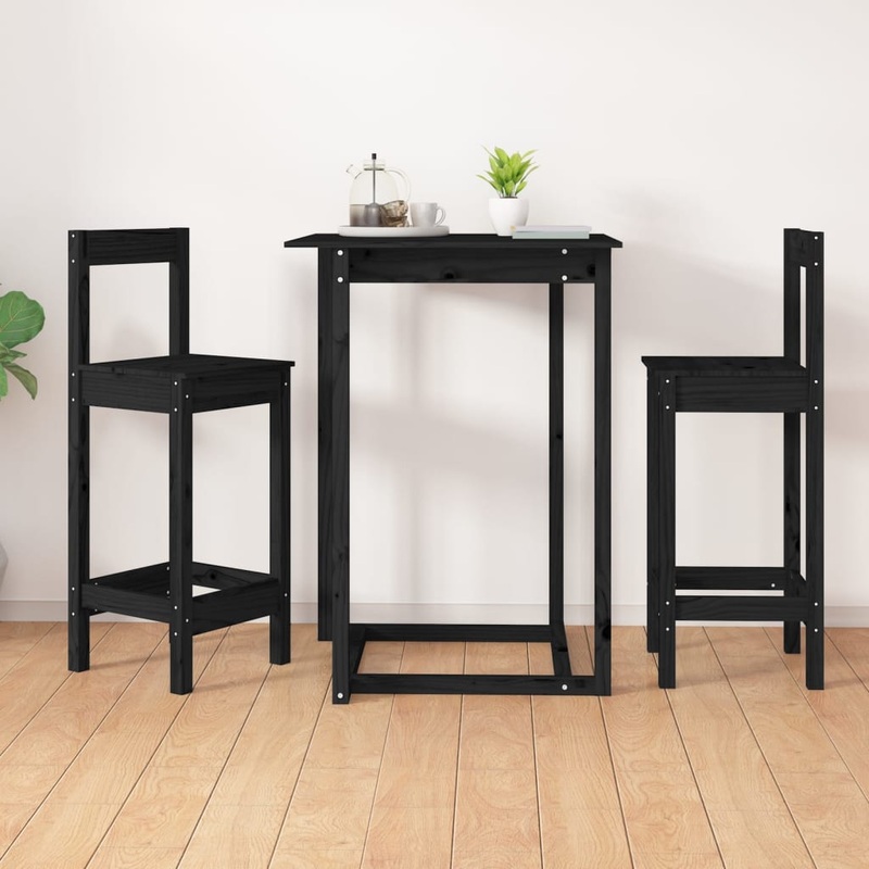 Berkfield Bar Chairs 2 pcs Black 40×41.5×112 cm Solid Wood Pine