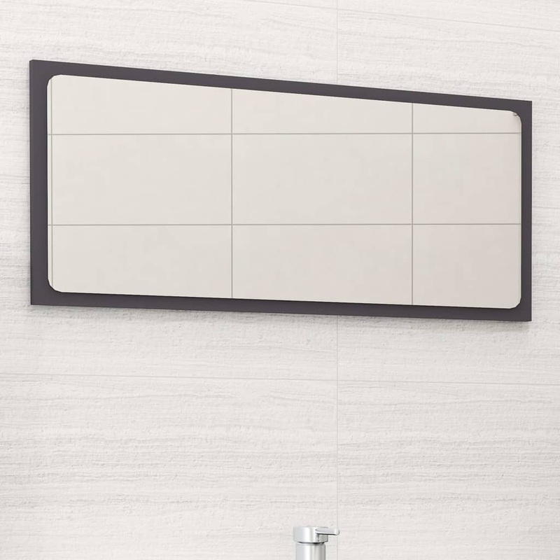 Berkfield Bathroom Mirror Grey 80×1.5×37 cm Engineered Wood