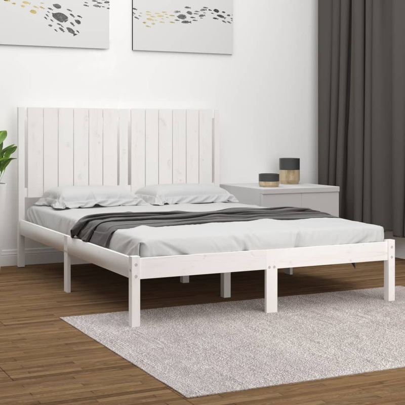 Berkfield Bed Frame White Solid Wood Pine 140×200 cm