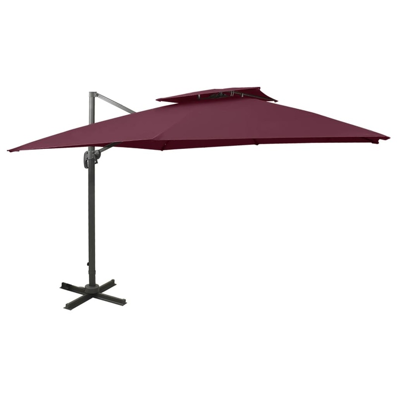 Berkfield Cantilever Umbrella with Double Top 300×300 cm Bordeaux Red