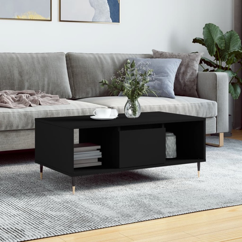 Berkfield Coffee Table Black 90x50x36,5 cm Engineered Wood