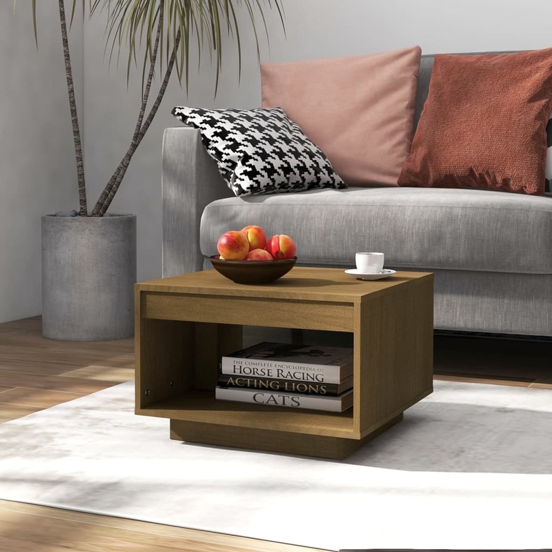 Berkfield Coffee Table Honey Brown 50x50x33.5 cm Solid Pinewood