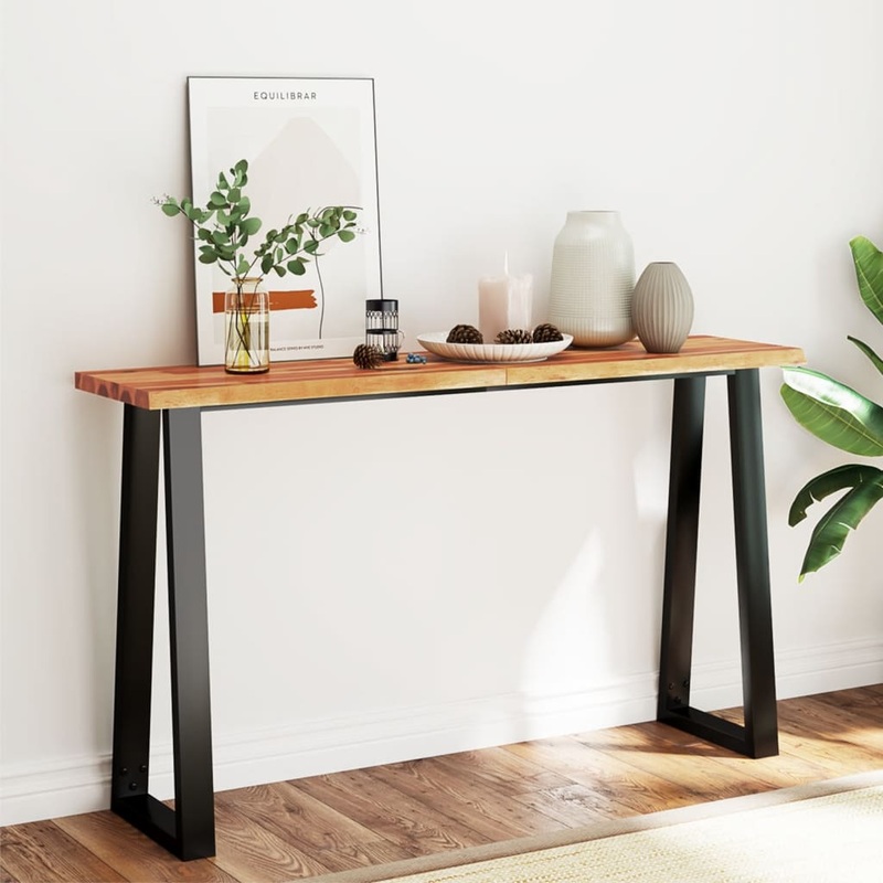 Berkfield Console Table with Live Edge 140x40x80 cm Solid Wood Acacia